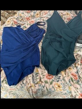Miraclesuit Royal Blue and Teal One-Piece Swimsuits